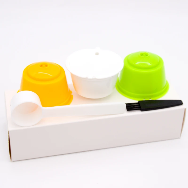 

3 Pcs/box Reusable Coffee Capsule Filter Cup fit for Nescafe Dolce Gusto Machine Refillable coffee pods with Spoon Brush
