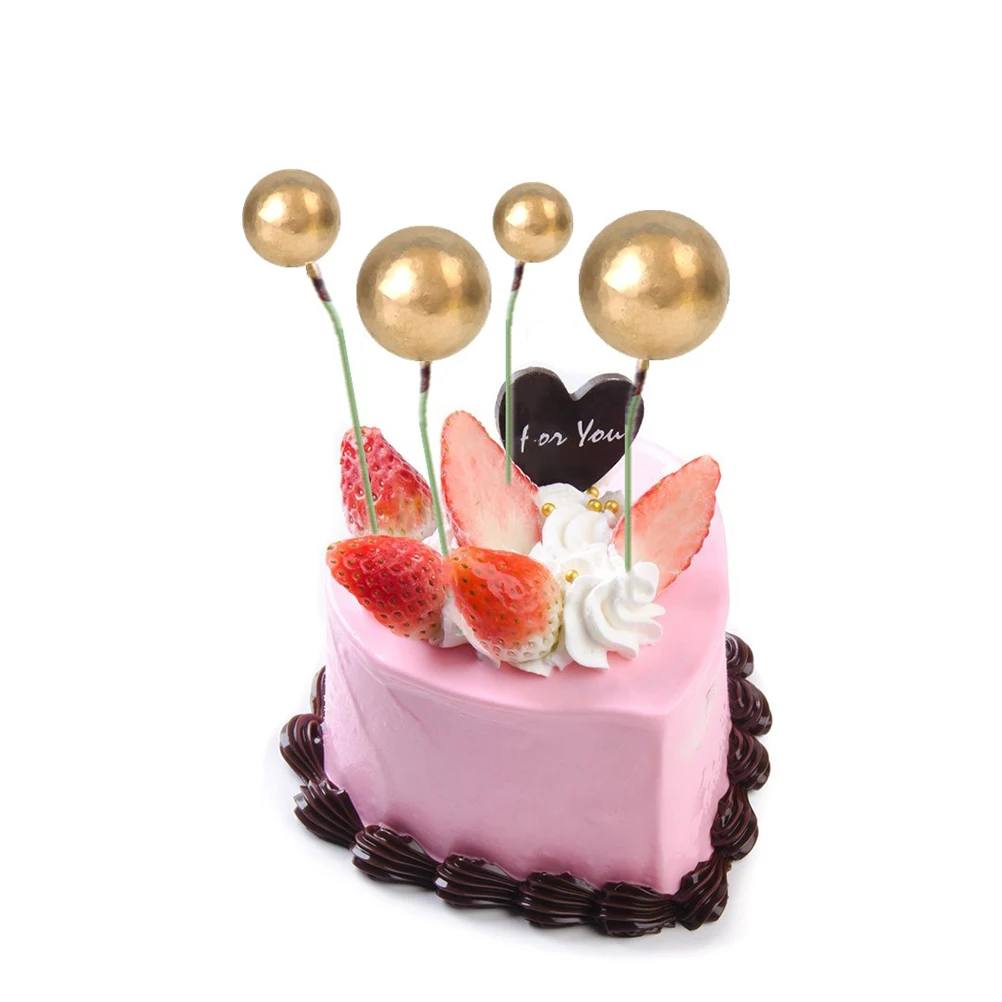 12pcs Round Ball Cake Toppper Simple Unique Cupcake Toppers Fruit Dessert Picks Ornaments Baking Decor Wedding Birthday | Дом и сад