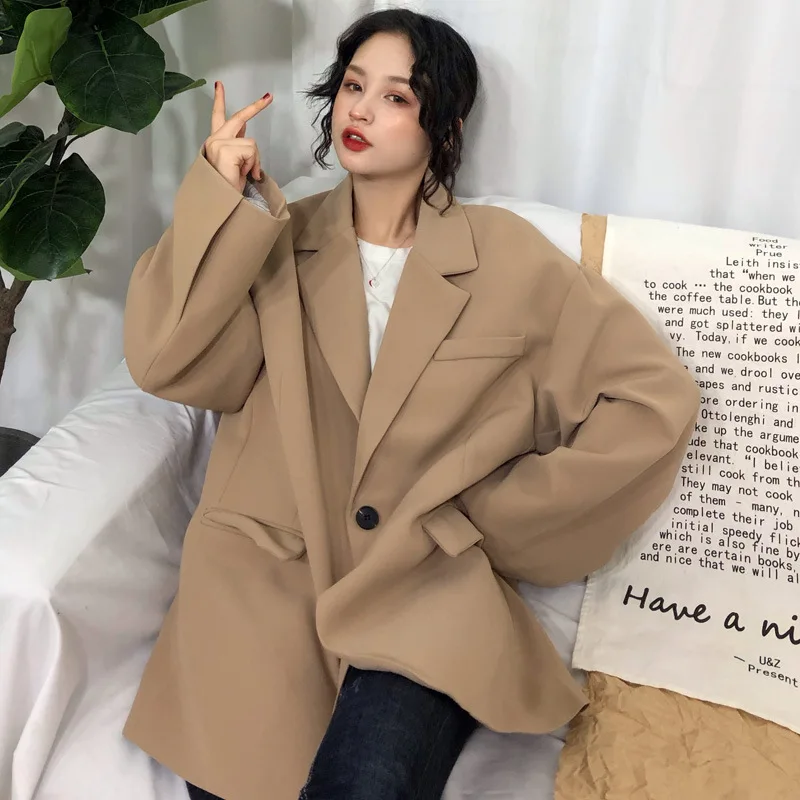 

~ Korean-style Simple Loose Casual Suit 2019 New Style Student Mid-length Suit Jacket
