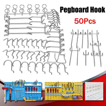 

50pcs Stores Pegboard Hooks Assortment Organizing Hange Kit Market Storage Garage Hanging Tool Storage Hooks