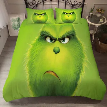 

HELENGILI 3D Bedding Set Grinch Stole Christmas Print Duvet Cover Set Bedcloth with Pillowcase Bed Set Home Textiles #TG-05