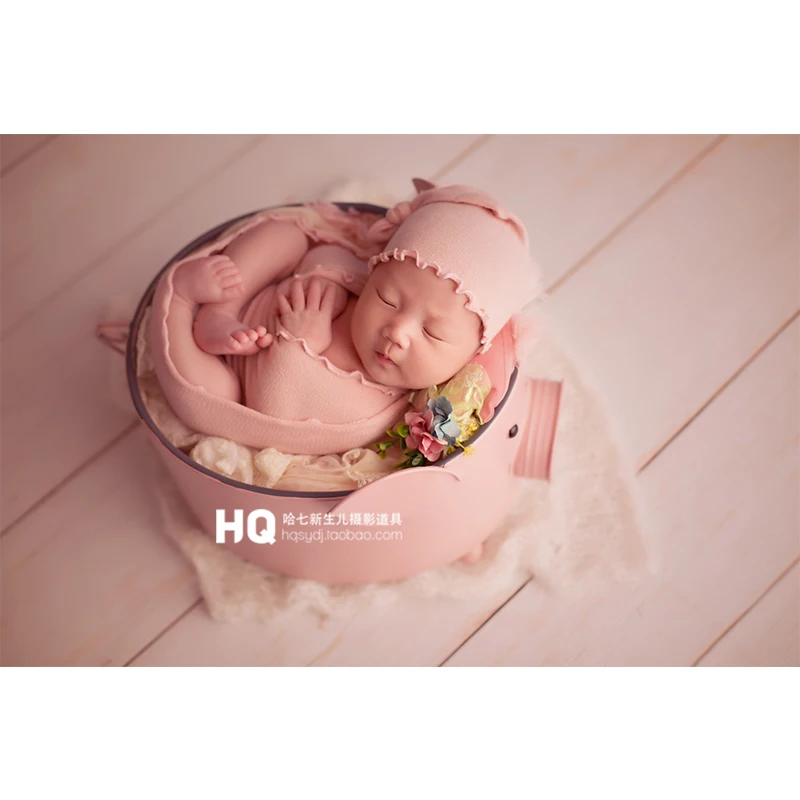 2020Newborn Photography Iron Bed Baby Photoshooting Props Infant Photo Studio Wood Crib Basket Accessories