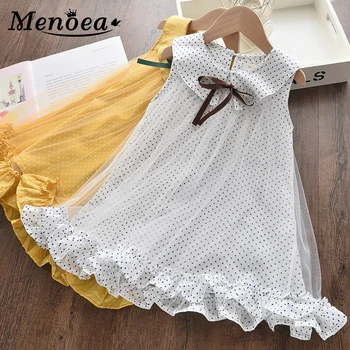 

Menoea 2020 Brand Summer Dress Baby clothing Bohemian Style Girls Dots Lace Dress Splicing Sleeveless Bow Clothes Mesh Dress
