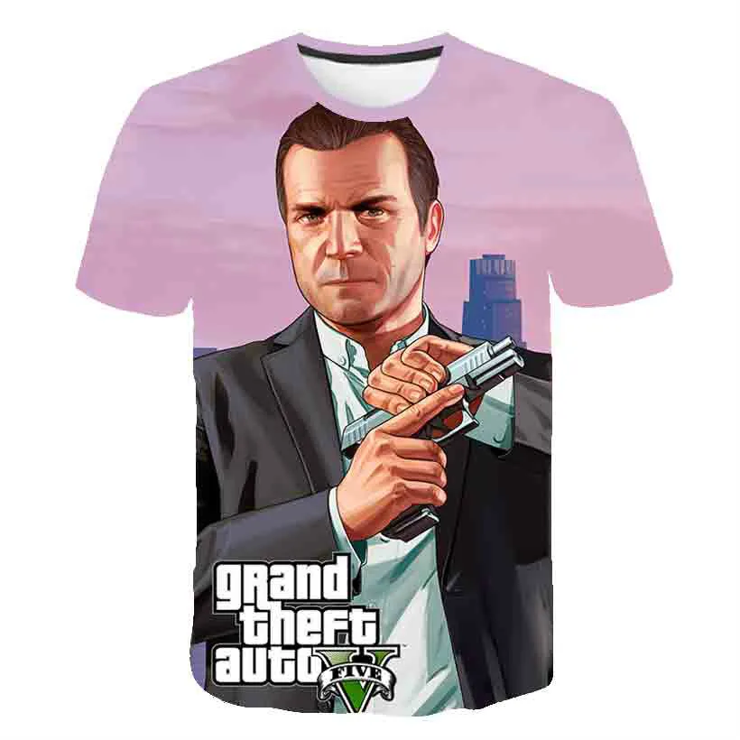 Футболка Grand Theft Auto Game GTA 5 мужская с 3D принтом классная забавная уличная одежда