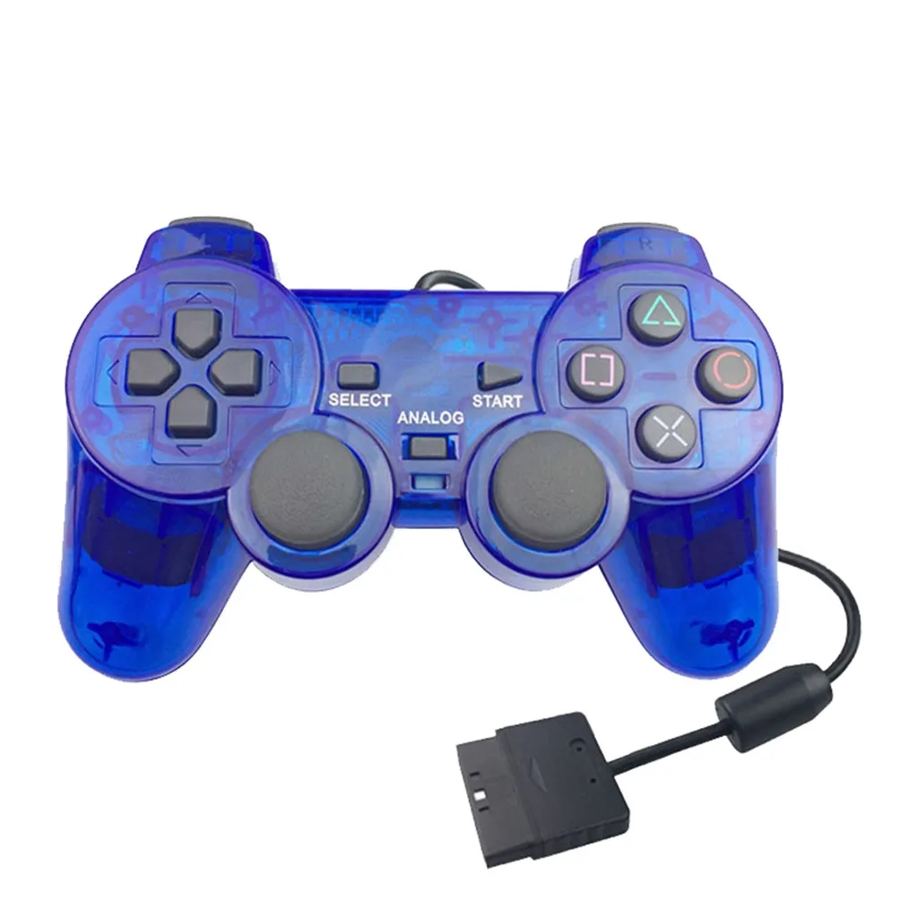 Беспроводной геймпад для sony PS2 контроллер для Dualshock 2 для playston2 консоль джойстик Bluetooth Джойстик прозрачный - Цвет: Blue