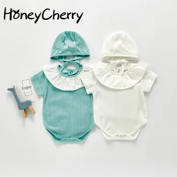 

2020 summer baby girl bodysuits models lotus leaf collar soft leotard climbing clothes Kids newborn bodysuit