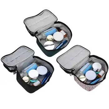 

Mulifunctional Cosmetic Case, Portable Makeup Bag Double Layer Storage Organizer Train Case with Adjustable Dividers