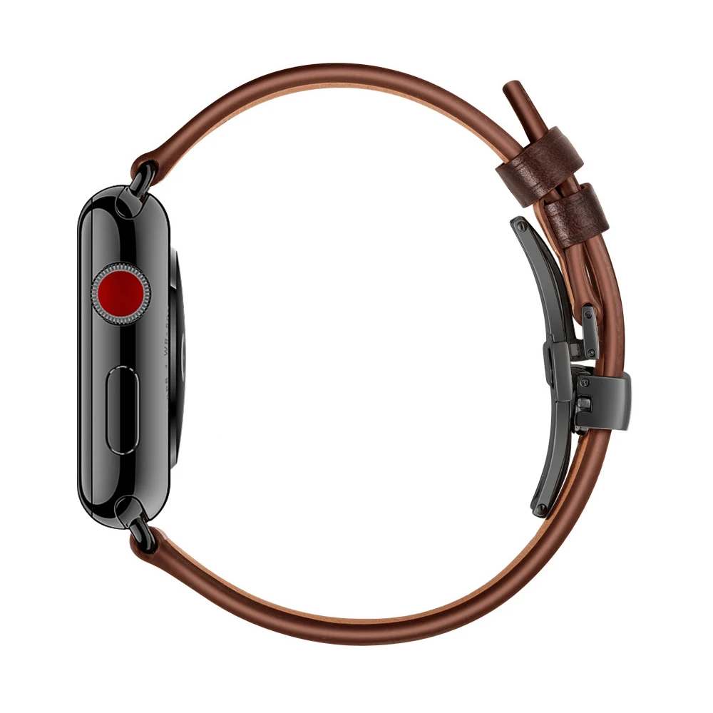 Дизайн масло воск кожаный ремешок для наручных часов Apple Watch, версии 5 4 3 2 1 роскошный браслет с застежкой-бабочкой для наручных часов iWatch, 40/44/38 мм/42 мм