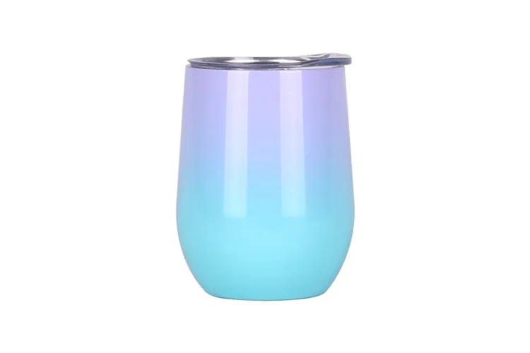 Blue and Purple Лидер продаж! 12 унций Яйцо Shapped кружка вина из нержавеющей стали стакан изолированный термос путешествия кофе пиво - Цвет: Blue and Purple