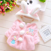 Manteau pour nouveau né fille, manteau lapin, veste à capuche, dessin animé, manteau d'hiver en coton pour enfants
