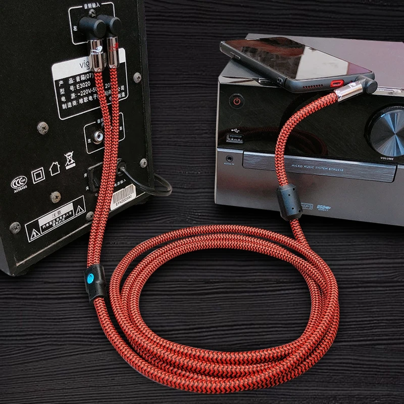 Hifi Audio Cable Angle Mini Jack 3 5mm to Dual RCA for PC MP3 Headphone Car Soundbox 3 5 to 2 RCA AUX Cable 1M 2M 3M 5M 8M 10M
