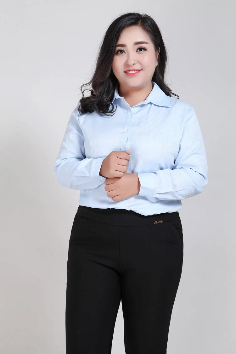 9XL 8XL 7XL 6XL blusas mujer de moda женские блузы рубашки рубашка офисная одежда женские полосатые хлопковые блузки с длинными рукавами M288