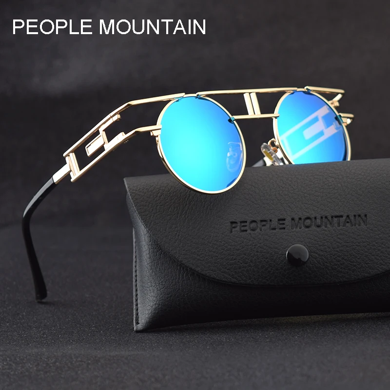 Ретро круглые металлические HD поляризованные панк стимпанк Солнцезащитные очки