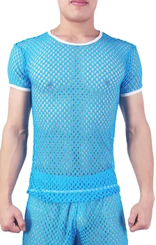 

Men's Fashion Sexy Hollow Mesh Short-sleeved Shirt Transparent Breathable Vest Comfortable Sweat Underwear