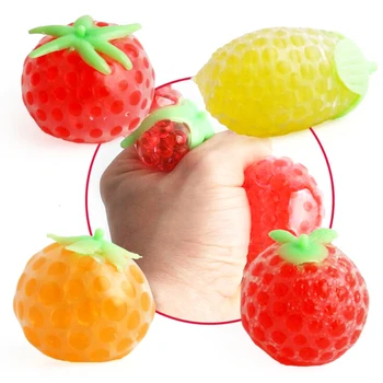 

Colorful Squeeze Toy Venting Mesh Slime Stress Relief Fruit Ball Beads Novelty Gag Toys Hand Wrist Exercise Games Stress Toy