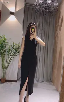 

Fashion Women Sleeveless Split Dress V-Neck Empire Slim 2020 Newest Lady Runway Hot Sale Office Dresses