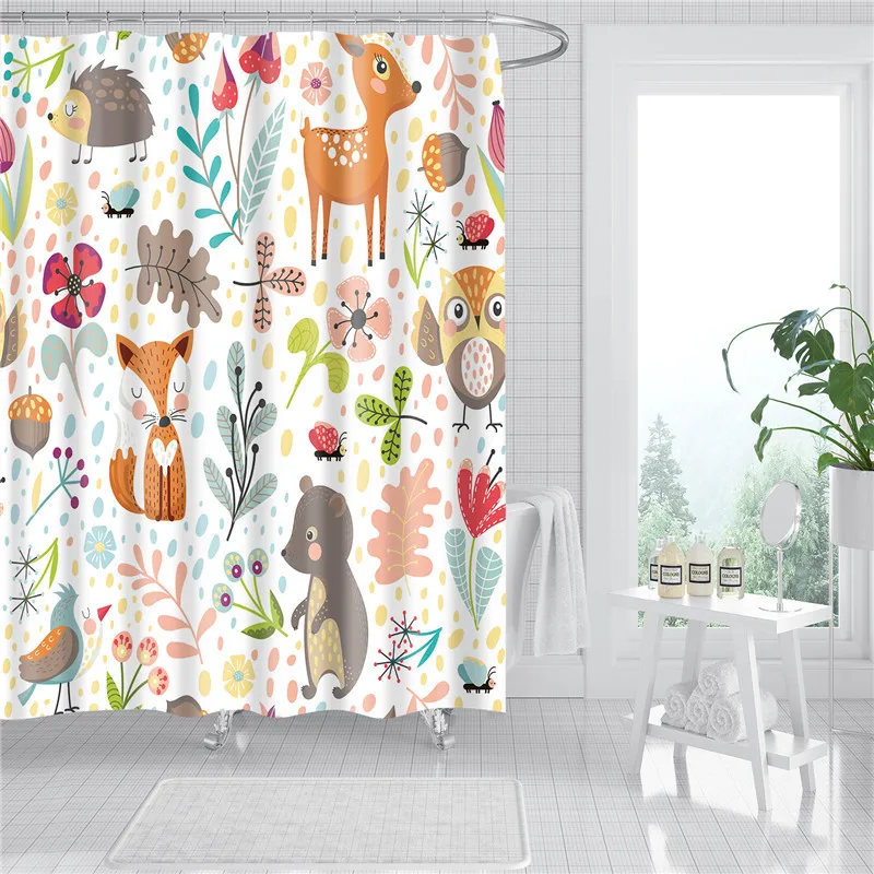 Shower Curtain Set 3D Funny Oil Painting Waterproof Polyester Fabric Bathroom  Door 180X200cm Bath Curtains 3
