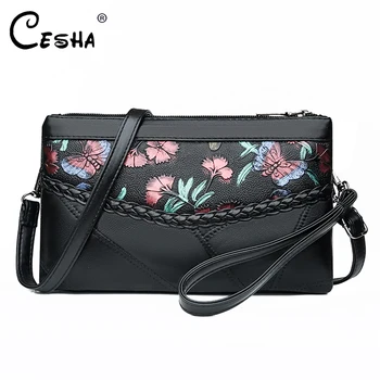 

Fashion Genuine Leather Small Handbag Fashion Flore Paint Day Clutches High Quality Real Leather Shoulder Bag Lovely Phone Bag