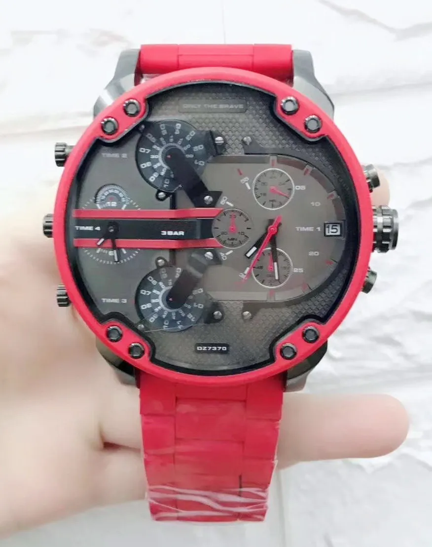 

Luxury Brand New Stainless Steel Red Rubber Plastic Men Watch Chronograph Sapphire Sport StopWatch Big Watches AAA+