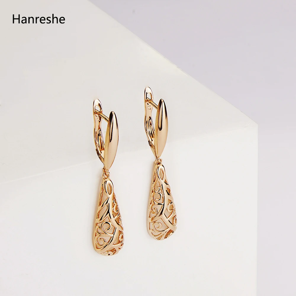 Hanreshe-로맨틱 드롭 작은 귀걸이, 클래식 주얼리 파티 스테이트먼트 골드 컬러 섬세한 라운드 워터 드롭 여성 선물