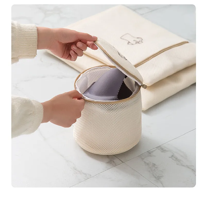 Embroidery Laundry Bags for Washing Lingerie Clothes, High Quality Mesh Laundry Wash Bag, Storage Underwear Sock Washing Pouch