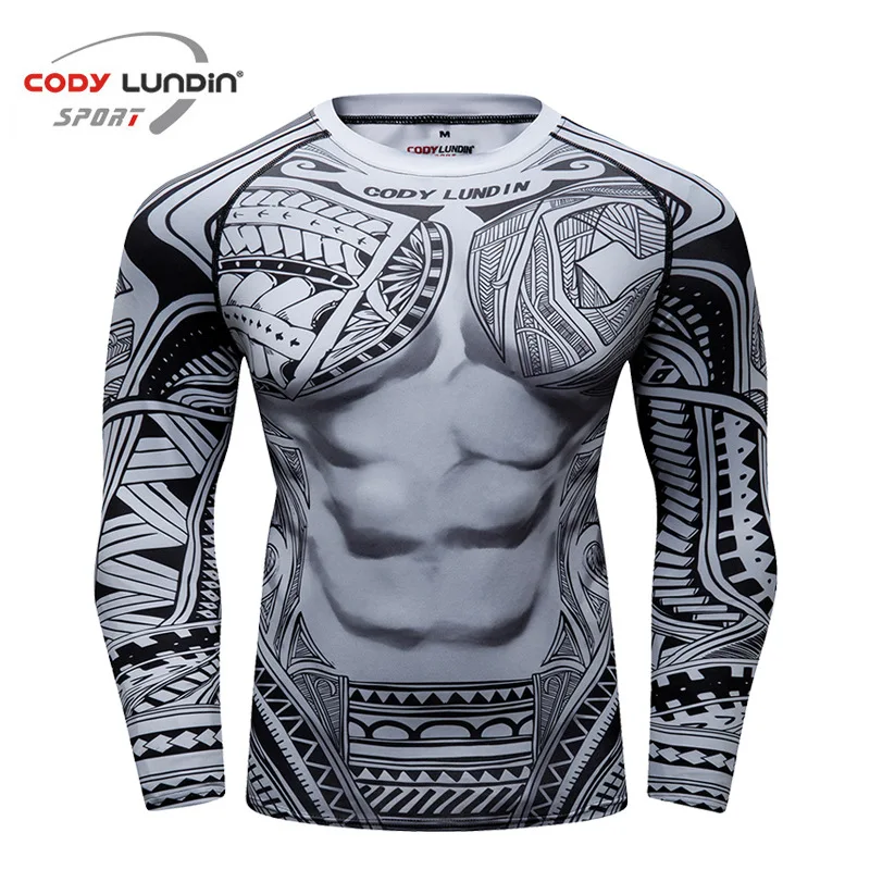 MMA Compression Shirt Men's Fitness Running Shirts Quick Dry  Long Sleeve Tight Gym TShirt Bodybuilding Woukout Sport T Shirt