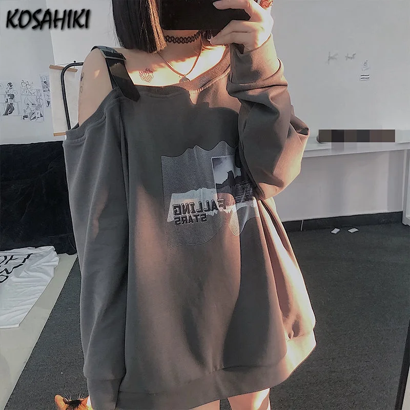 KOSAHIKI пикантные Y2k поясом с открытыми плечами толстовки для женщин женские туфли в