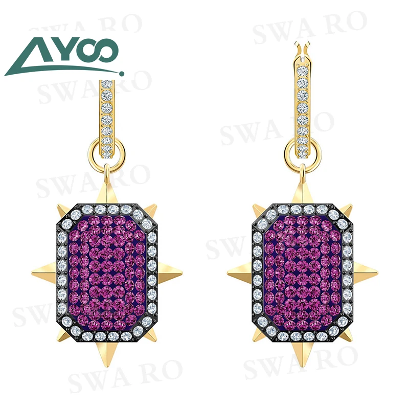 AYOO SWA Высокое качество золотой простой Таро магические серьги квадратный большой круг кристалл романтичные серьги