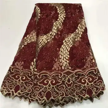 

French lace fabric high quality 2019 african tulle lace embroidered nigerian lace fabric for wedding dress 5 yards/piece 149