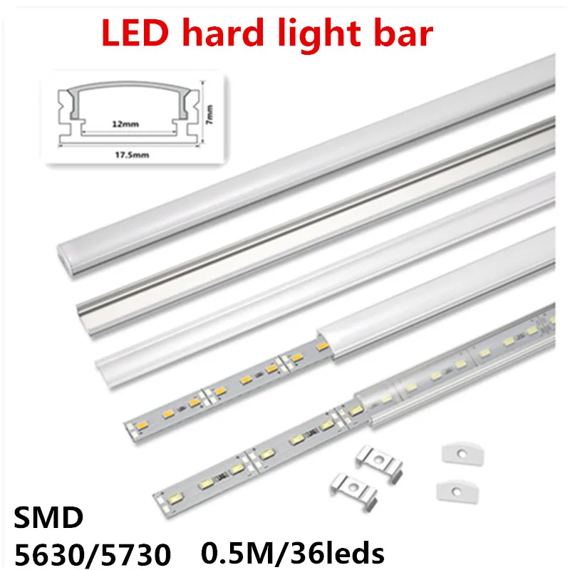 10pcs /20PCS/50cm 5630 5730 DC12V hard rigid bar strip with U aluminum profile shell channel housing cabinet light kitchen | Лампы и