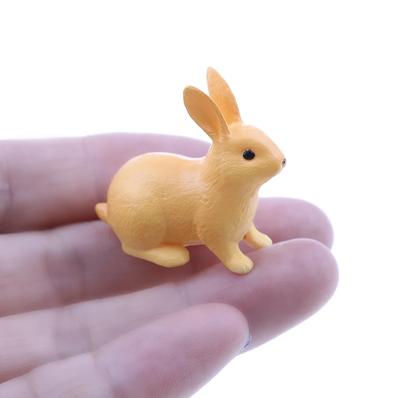2Pcs Simulation Mini Rabbit Figurine Plant Pot Fairy Cute Decor Model Figure Hare Modern Statue Dollhouse Furniture Toys