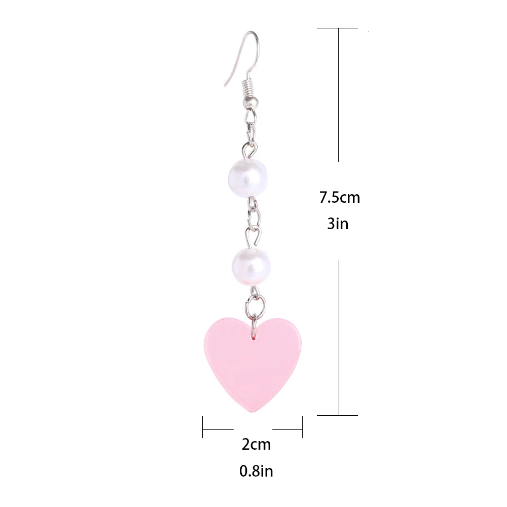 Женские серьги с милым жемчугом в форме сердца, длинные висячие серьги-подвески с розовыми сердечками, модные ювелирные изделия ER4232