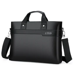 Jun Briefcase Shoulder Bag Handbag Laptop Men's Leather Folder For a4 Documents Designer Tote Chain Business Travel Messenger Ba