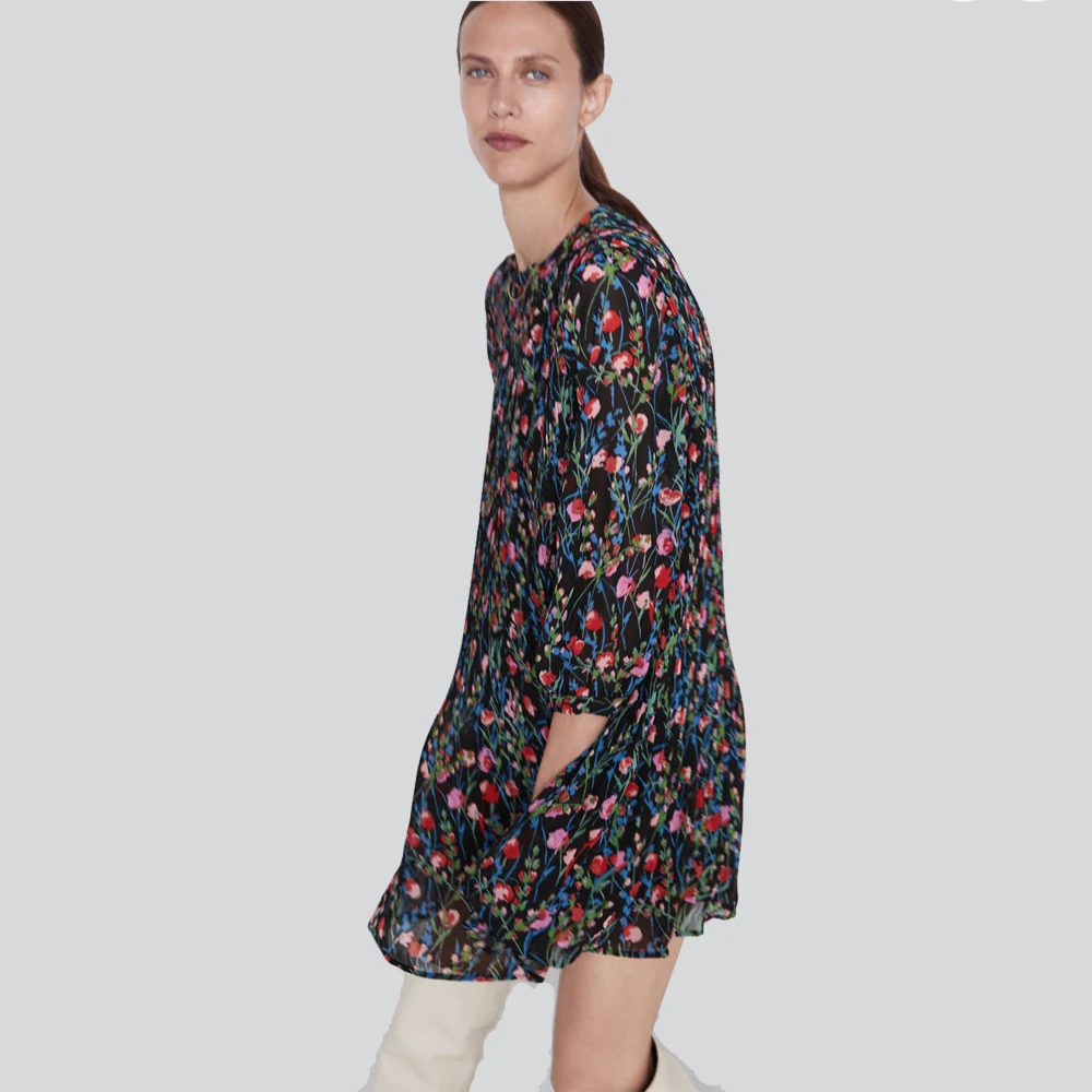 Ladyfirsy Ранняя осень шифоновые платья ZA для женщин богемные 2019 новые женские тонкие