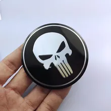 Наклейки на бампер с черепом, металлический логотип, алюминиевый логотип из сплава, ступица колеса, стандартный размер 64,5, модификация