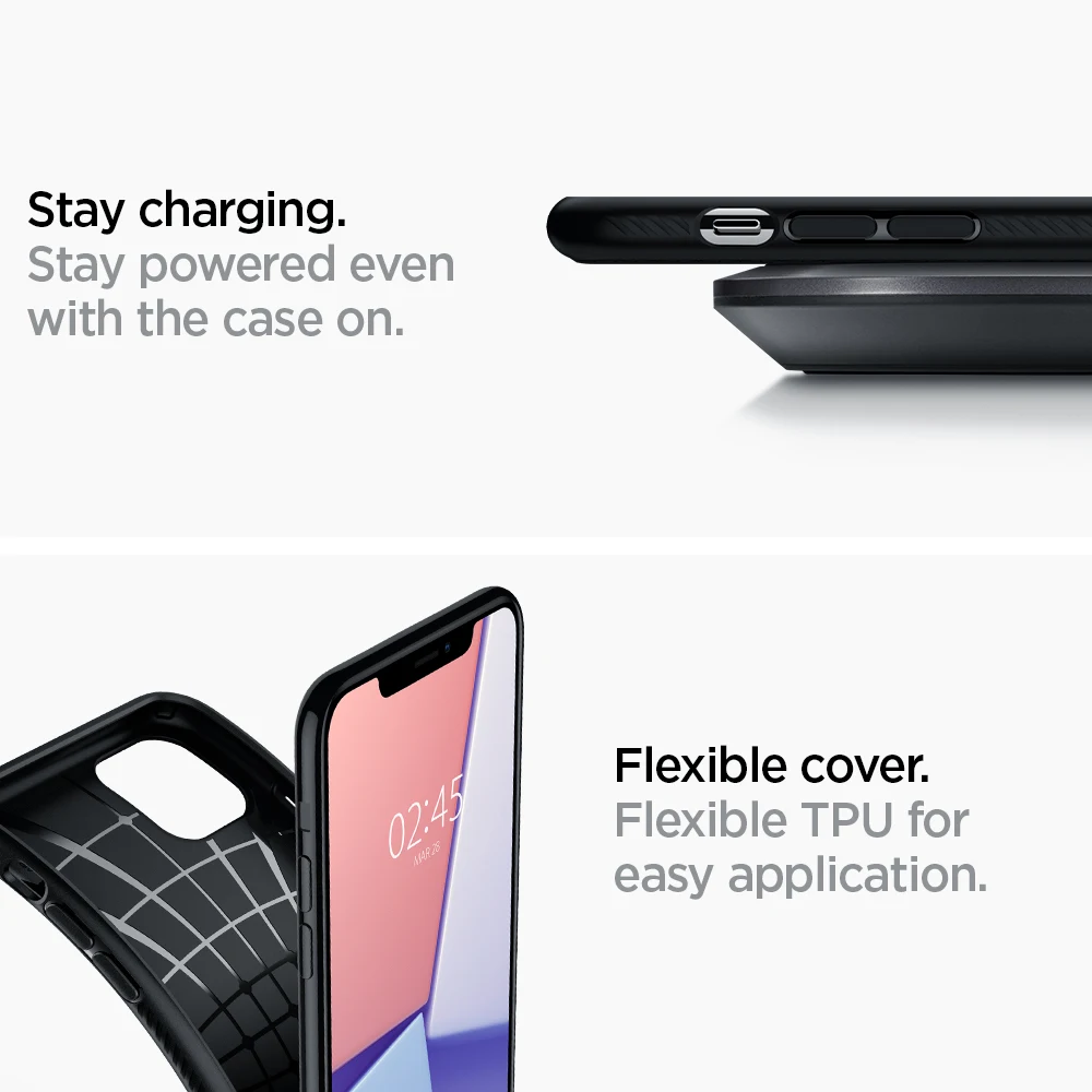 Spigen Liquid Air Series плетение гибкий, мягкий, полиуретановый Противоскользящий легкий матовый черный бронированный чехол для iPhone 11