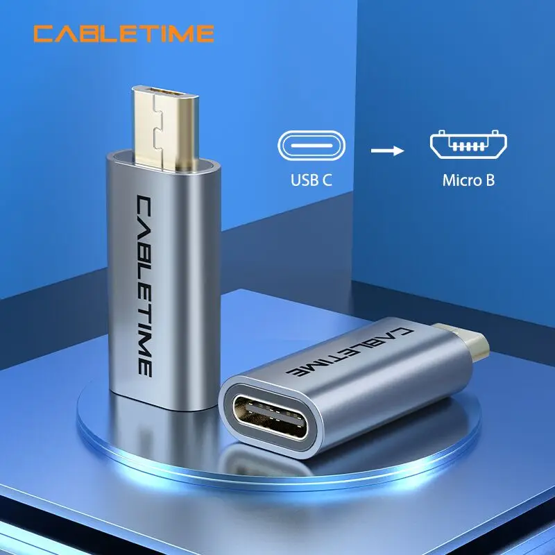 USB-адаптер Cabletime с Type C на Micro B 1 шт. зарядный преобразователь типа адаптер для