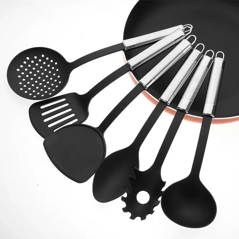 Heat-Resistant Nylon Soup Spoon, Cookware, Utensils, Non-stick, Kitchen Cooking Spoons, Colander Shovel Set, 6 Pcs per Lot