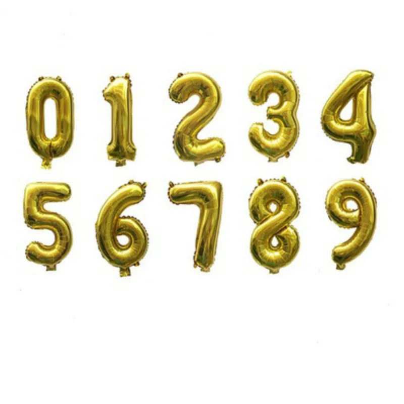 1 шт воздушный шар золотого цвета с цифрами, фольгированные воздушные шары с днем рождения, свадебные украшения, воздушные шары