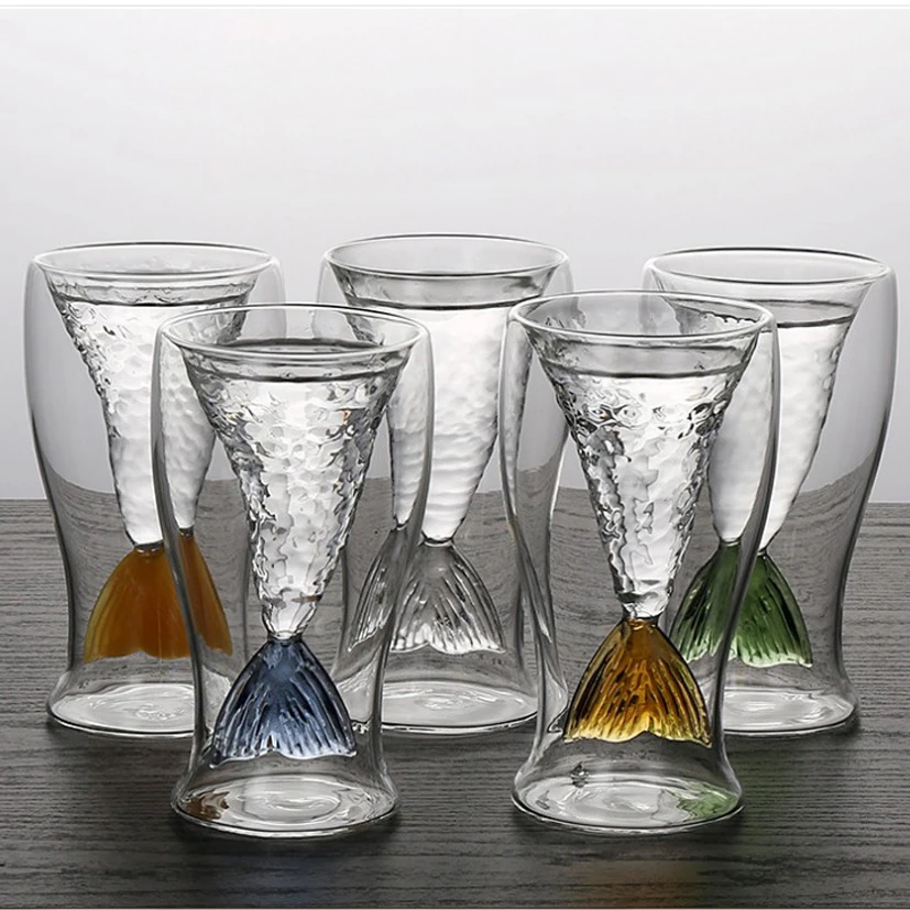 

Colorful Fishtail Glass Mug Creative Transparent Mugs Cocktail Cup Liqueur glass Romantic Drinkware Lovers Gifts 1PC