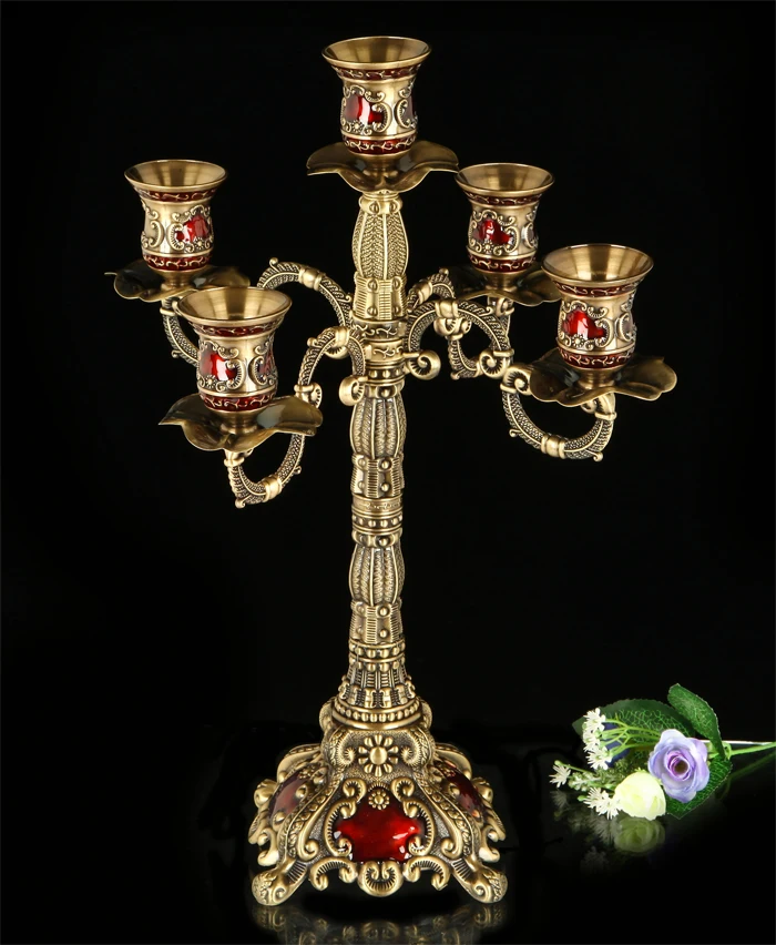 

Luxury Gold Candle Holder Stand Retro Romantic Dinner Candle Holder Vintage Large Moroccan Candelabros Lantern Decoration JJ60ZT