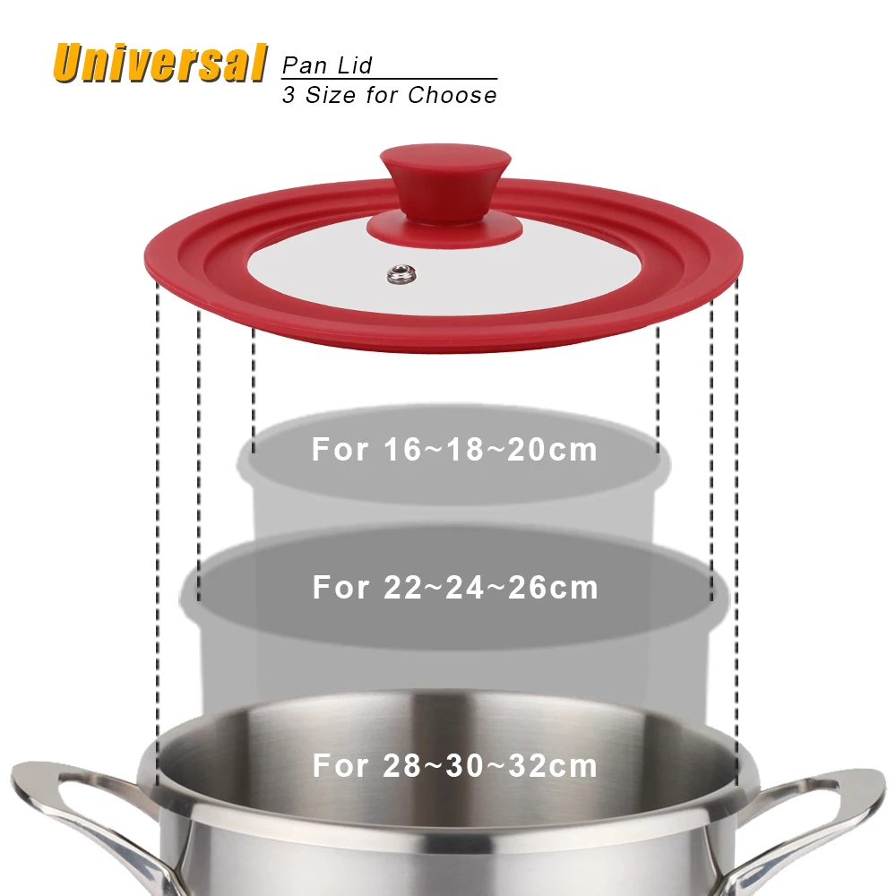 Drop-Proof Overflow Prevention Lid Multifunctional Kitchen Utensils Cookware Parts Silicone Edge Tempered Glass Pot Lid glass pot lid glass lid