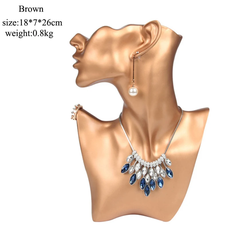 Fashion Resin H26cm Medium Side Portrait Model Earrings Ring Necklace Choker Jewelry Display Stand  Props Wholesale