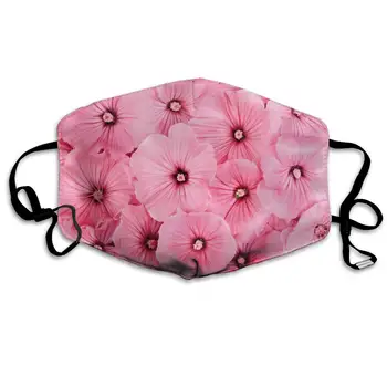 

Pink Flowers Washable Reusable Mask, Cotton Anti Dust Half Face Mouth Mask For Kids Teens Men Women With Adjustable Ear Loops