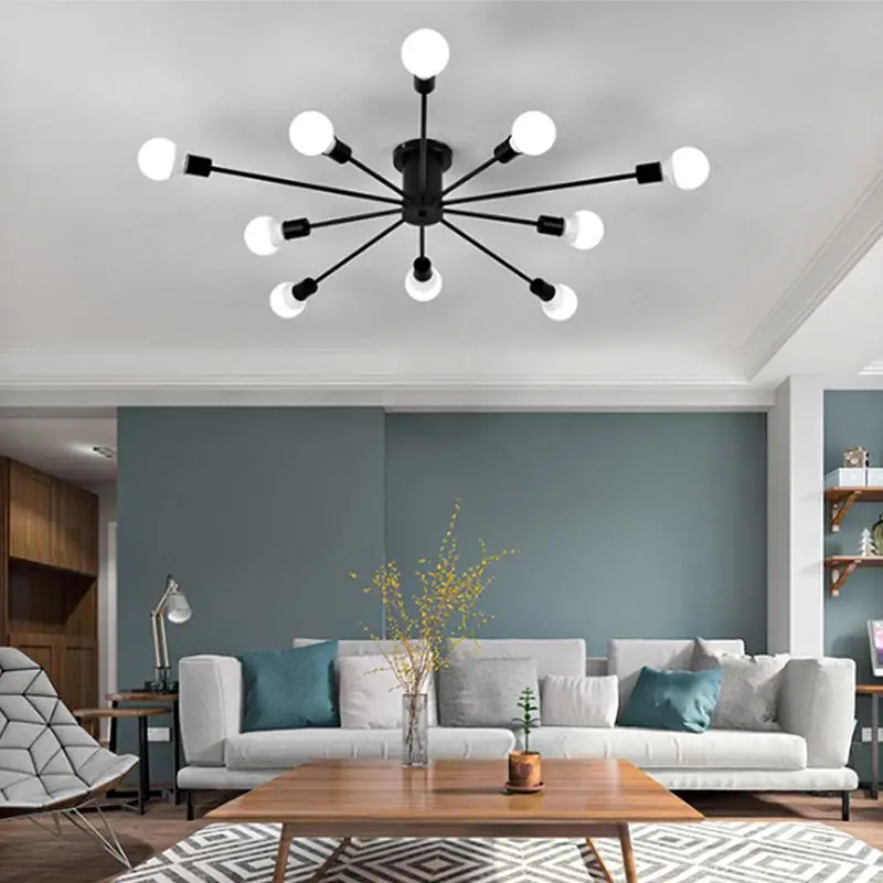  Smuxi Retro Industrial Iron 220V E27 LED Ceiling Lamp Edison Bulb Living Room Bedroom Pendant Light - 4000334219680