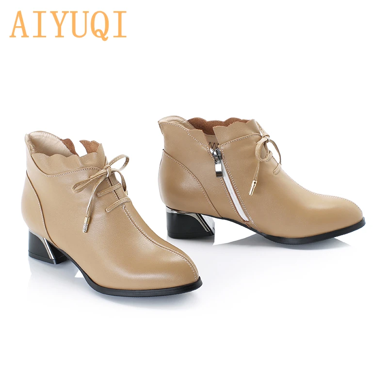 AIYUQI; модная женская обувь; Новинка года; женская обувь из натуральной кожи; женская повседневная обувь на шнуровке с острым носком; большие размеры