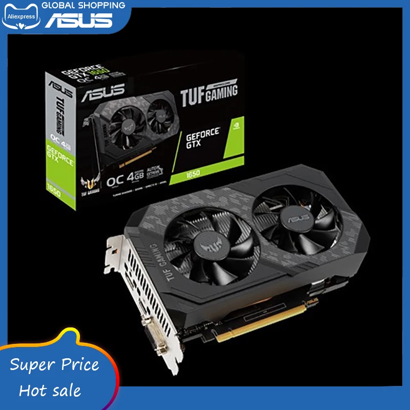 Asus TUF Gaming GeForce®Видеокарта GTX 1650 4 Гб GDDR6 HDMI-совместимая с DP DVI (TUF-GTX1650-O4GD6-P-GAMING) |