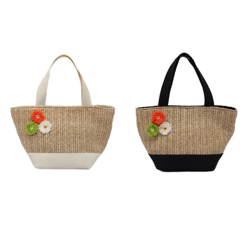 

Fashion Straw Woven Bag Ladies Flower Beach Messenger Ladies Fashion Shoulder Messenger Bag Tote Handbag Shopping Purse
