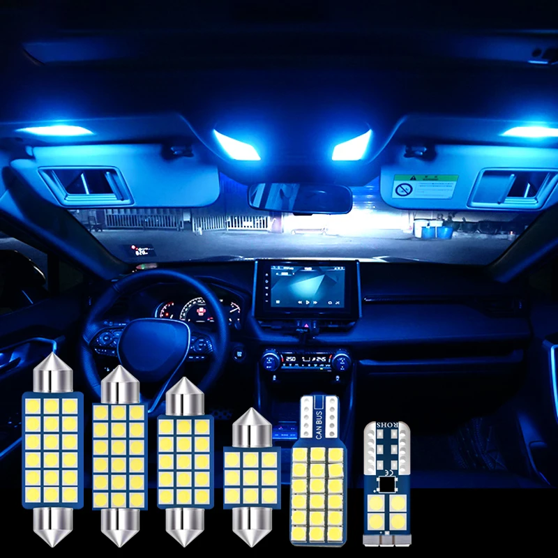 

For Toyota RAV4 XA50 RAV 4 2019 2020 6pcs Car LED Bulb Kit 12v Interior Reading Lamp Vanity Mirror Light Trunk Light Accessories