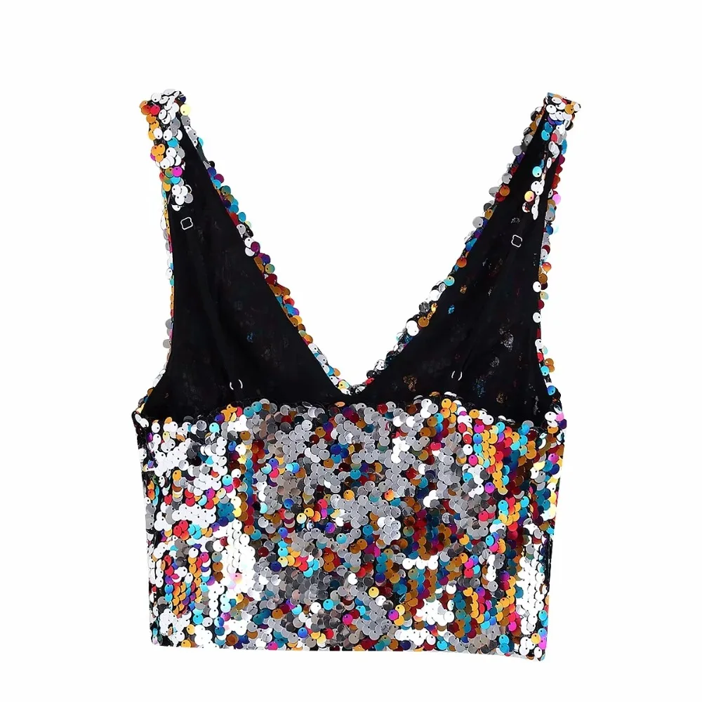 WHITNEY WANG футболка весна лето мода уличная сексуальная открытая спина Bling Sequins Camis футболка Женские топы Футболка